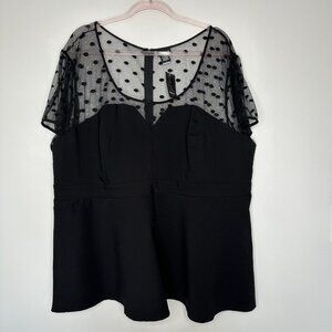 Torrid Peplum Top Womens Size 5X Mesh Black‎